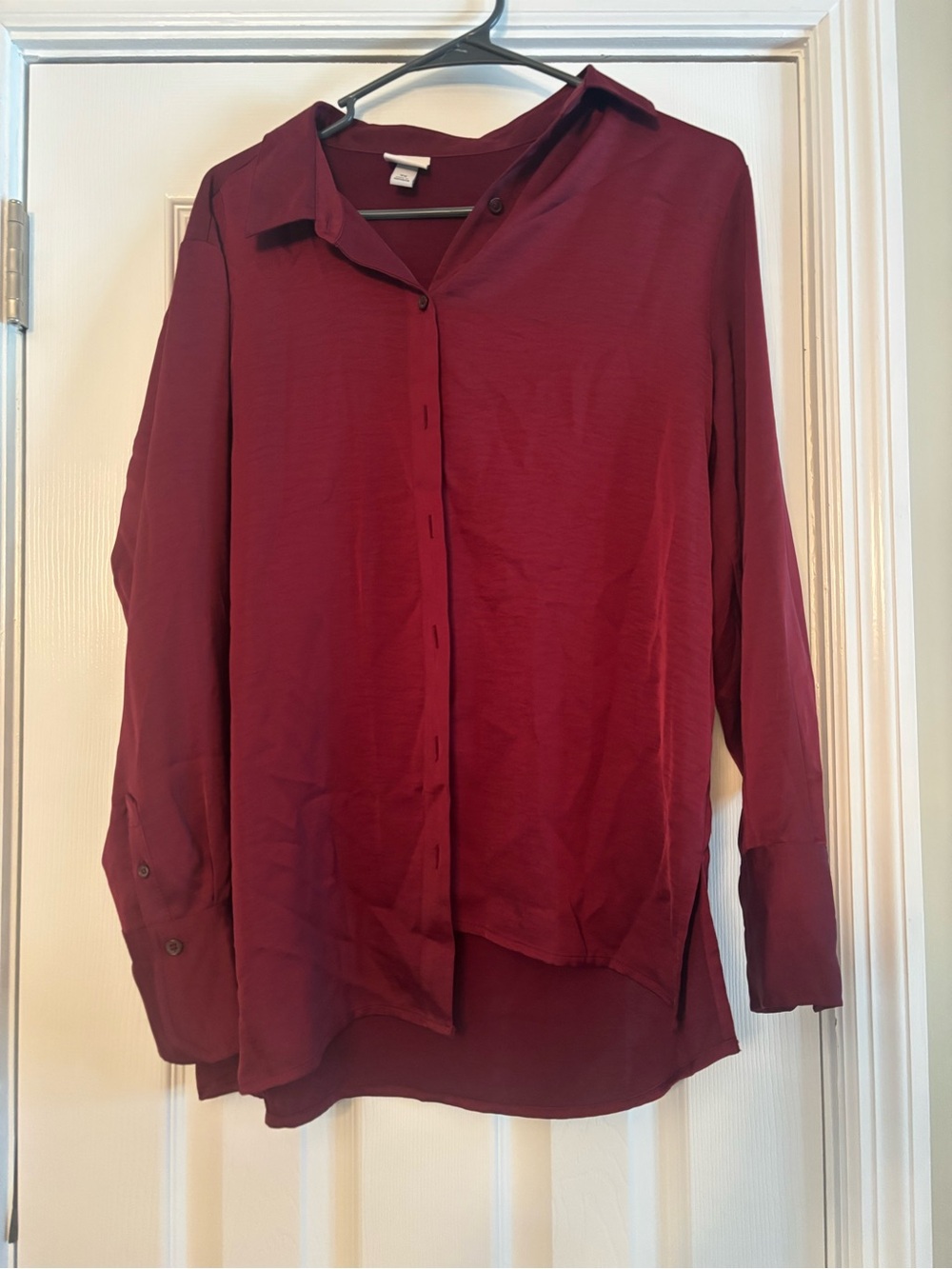 A New Day Women's Button-Up Blouse in Deep Burgundy